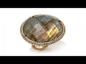 Rarities Labradorite White Zircon Vermeil Ring