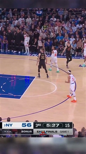 Sam Merrill creates space and sinks the shot perfectly.