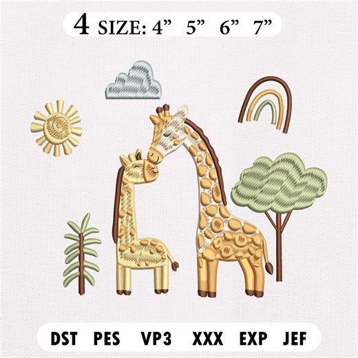 Giraffe Embroidery Design, Boho Rainbow, Safari Nursery Decor (digital Download) - Etsy
