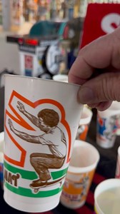 Have you seen the 1977 711 Slurpee cups featuring several Skateboarding Hall of Fame inductees, including Russ Howell, Chris Yandall, Laura Thornhill Caswell, Robin Logan, and others? #skateboardinghalloffame #museum | Skateboarding Hall of Fame