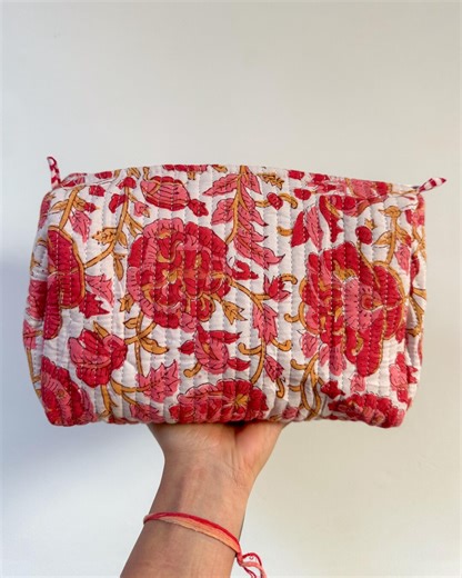 Handmade Quilted Cotton Travel Makeup Bags - Boho Chic Makeup Bag With Waterproof Lining - Etsy