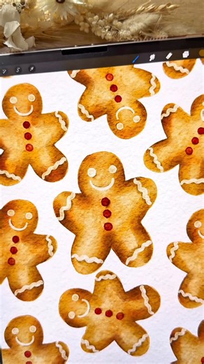 Brush with Bree | Procreate Brushes & Digital Art on Instagram: "Learn how to draw an easy gingerbread man on procreate with this digital art tutorial for the festive Christmas season ❤️🎄🍪 🖌️ the watercolour brushes used are part of the realistic watercolour brush set for procreate 🎨 the canvas is from the canvas set Both available from my website 🩷 . . #procreate #christmas #digitalart"