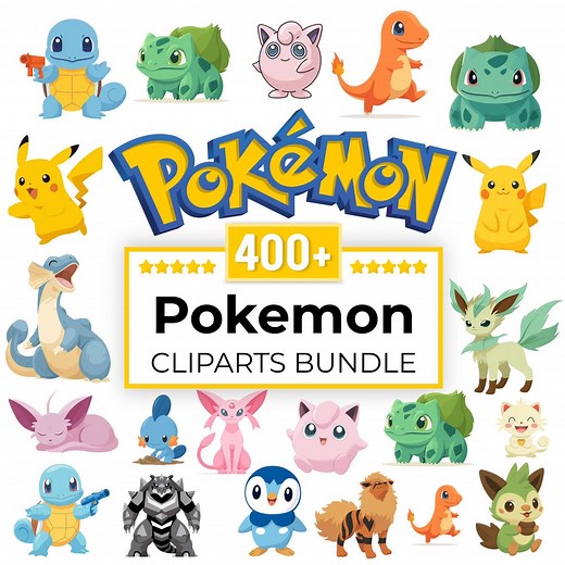 400  Pokemon Clipart Bundle | Kawaii Game Creatures PNG | Transparent Digital Download | Anime Style Graphics Pack - Etsy