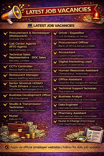🔥 Latest Job Vacancies in Kenya | NGO, Bank, IT, Driver & Healthcare Jobs (Apply Now!)