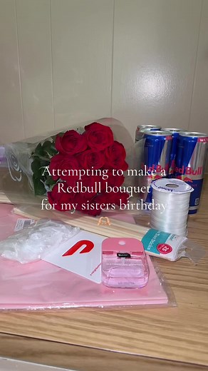 DIY Red Bull Flower Bouquet for a Birthday Surprise