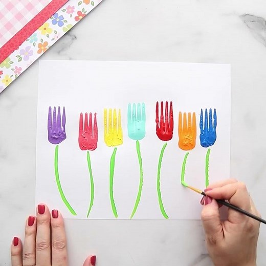 Fork Painted Flowers Craft