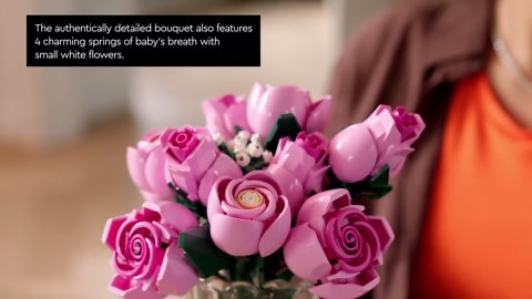 LEGO Botanicals Bouquet of Pink Roses Artificial Flowers - Building Blocks for Adults, Ages 18+ - Gifts for Birthdays for Her - Flowers for Home Office, Shelf or Room Decor - 10374