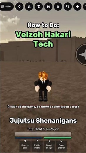 Velzoh Hakari Tech Tutorial | Roblox Jujutsu Shenanigans | #roblox #jjs #jjk #shorts
