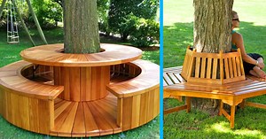 These Wrap-Around Tree Benches Provide Beautiful Outdoor Seating Around The Base Of a Tree