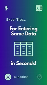 153K views · 786 reactions | Excel Tips to Fill same Data in Seconds! #Excel #exceltips #DataEntry #accounting #spreadsheets | SUS ONLINE | Facebook