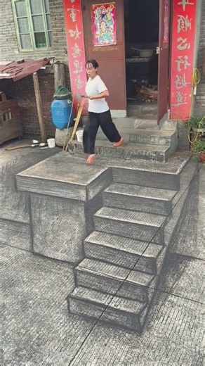 The Mystery of the Giant 3D Stairway at the Door! #funny