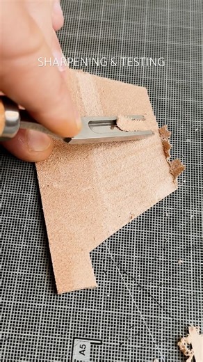 Satisfying Leather Tool Sharpening & Test Cuts #leathercraft #toolsharpening #leatherworkingtools