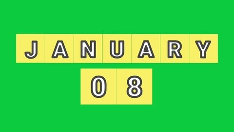 clip-3982601337-january-8-calendar-date-animation-on-green