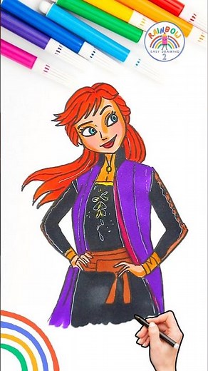Anna FROZEN | How to Draw FROZEN Anna Easy Tutorial 🌈👸🏼 #disney #FROZEN #princess #short
