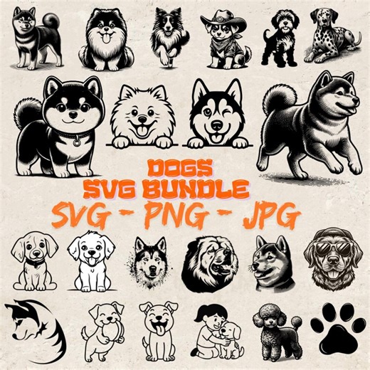 Adorable Dog SVG Collection – Playful & Loyal Canine Cut Files – Pet Lover Digital Art – Cricut– Silhouette Compatible – Instant Download - Etsy
