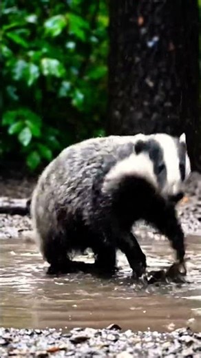 Is This Badger Actually Dancing in the Rain? 🦡🌧️#BadgerDance #RainyDayVibes #CanadaWild #usa