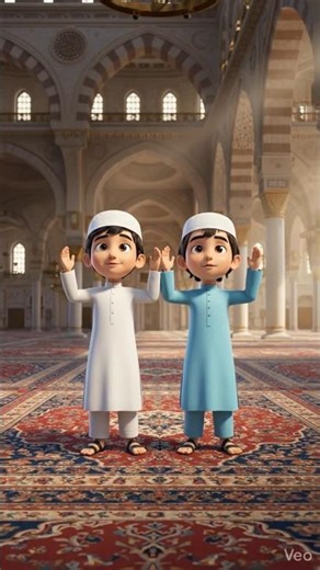 Two Muslim Friends Go to the Mosque 🕌 | Azan, Wudu & Prayer | Islamic Cartoon #shorts