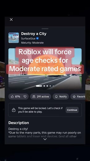 Age Checks to PLAY Moderate Games.. #roblox