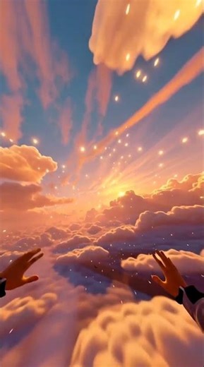 Flying Through a Sunset Dream • Anime Sky POV