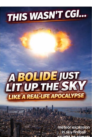 THIS LOOKED LIKE A METEOR EXPLODING OVER THE CITY ☄️ I filmed this myself and it still doesn’t look real. The way that fireball flashed, bloomed, and lit up the sky looked straight out of a disaster movie. Meteor, bolide, or something else… what do you think this was? #space #astronomy #skywatching #fireball #meteor