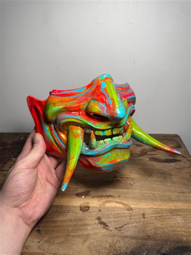 One of a Kind Japanese Oni Mask | Hand Painted 3D Printed Demon Mask | UV Resin Sealed | Wearable or Display Decor - Etsy