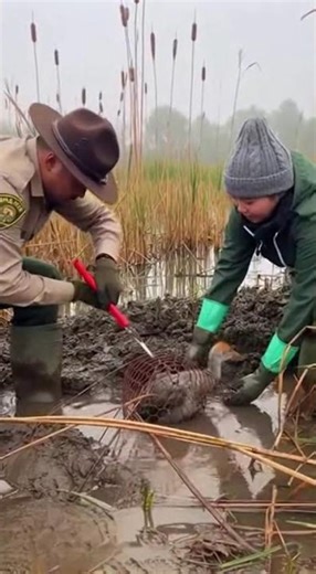 Crane Chick Freed — Wings Explode from the Marsh