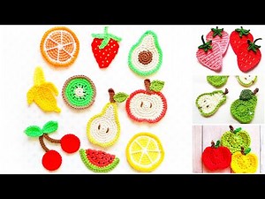 Crochet fruit appliques pattern/Orange,apple,watermelon,cherry,strawberry,,banana applique pattern