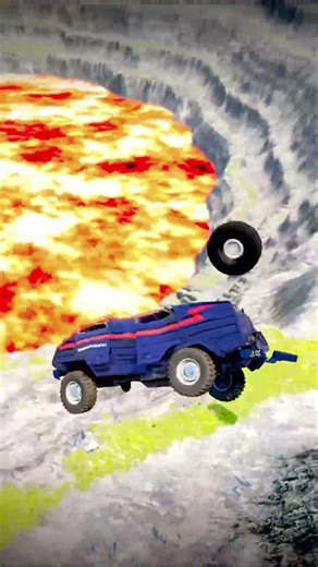 Police Truck vs Giant Lava Pit - BeamNG.drive #beamng #shorts #beamngdrive #usa #viral #india