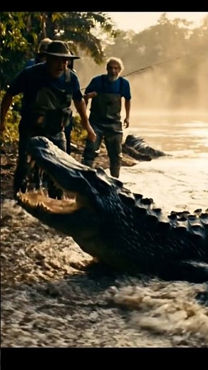 Giant Alligator Attacks Fisherman | Shocking River Incident Caught on Camera #shorts #trending