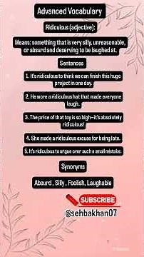 RIDICULOUS MEANING & EXAMPLES& PRONUNCIATION#ytshorts#shortsviral#english#dailyvocabulary#ridiculous