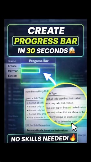 Create Progress Bar in Excel in Seconds | Easy Trick 🔥