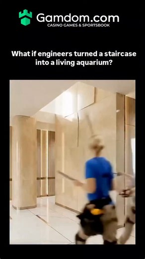 Thetrandlab48 on Instagram: "The AI-generated video depicts engineers assembling a transparent glass staircase into a functional multi-level aquarium, from sealing panels and adding substrate to stocking fish and corals, emphasizing innovative structural integration. Real-world examples exist in luxury architecture, such as aquarium-embedded stairs in high-end hotels like Dubai's Atlantis, where acrylic reinforcements and advanced filtration ensure water integrity under load-bearing stress. Such
