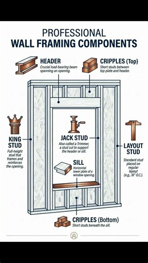 Wall Framing Components | #Shorts