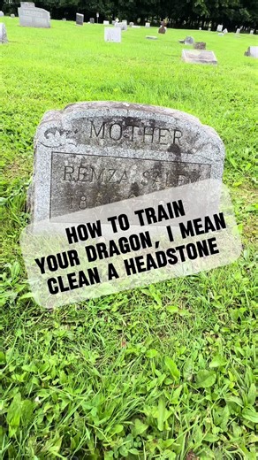 Headstone cleaning 101 🪦 No dragons were harmed during the making of this video 🤣😂 #GraveGeeks #Cemetery #goodvibes #howtotrainyourdragon #kidding
