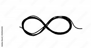 Black and white lines draw moving infinity sign. Infinity flat icon scribble grunge texture chalk. Mobius strip. Self drawing animation of line. Alpha channel. Video 4k for dynamic web design