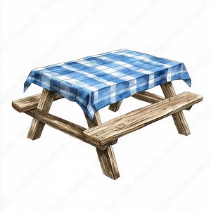 Watercolor Picnic Table Clipart, Vintage Checkered Table (digital Download) - Etsy UK