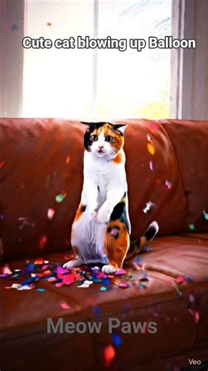 Boom scared me|cute cat is blowing up Balloon #catlovers #funny #shorts