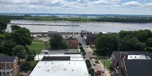 Mississippi River below major flood stage in Cape Girardeau, Mo.