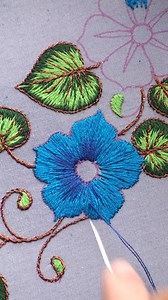 Stunning Blue flower embroidery 💞 . . . . #HandEmbroidery #ModernEmbroidery #MiniEmbroidery #ThreadPainting #SatinStitch #EmbroideryPattern #DoodleEmbroidery | Hand Embroidery Designs