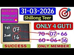 31/03/2026 Shillong Teer Common Number || Khasi hills archery sports institute