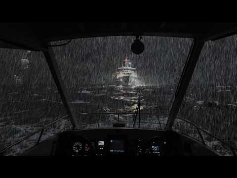 Rain & Rough Seas at Night 🌧️ Boat Cockpit Ambience for Deep Sleep, Focus & Relaxation