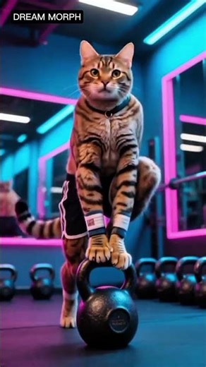 Bodybuilder Cat 😺 in Gym | Be Stronger 💪