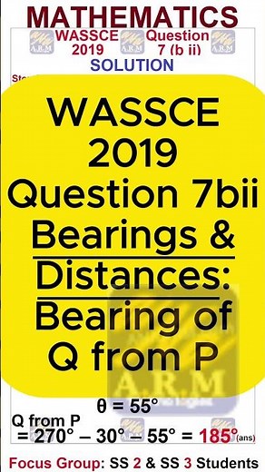 WASSCE 2019 Maths Q7b(ii) | Trigonometry | Bearings & Isosceles Triangle | WAEC Mathematics