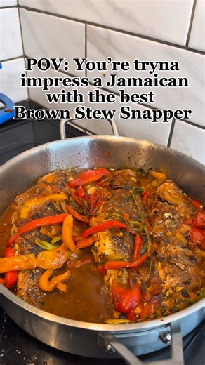 Aaron Jones | Brown Stew Fish Recipe 🎥 @blessing.the.table Follow! This is the best Brown Stew Snapper recipe you’ll find. Made with natural... | Instagram
