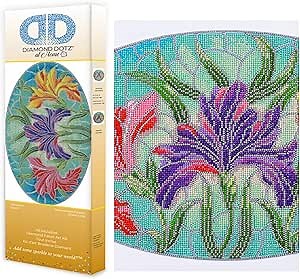 DIAMOND DOTZ at Home Stained Glass Flowers Diamond Painting Kits for Adults - Diamond Art Kits a Relaxing Creative Craft Kit with Dotz Gems 24x16