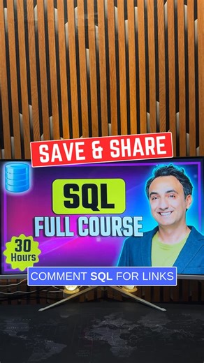 Aasif Manzoor | Data Science, AI & Career Growth on Instagram: "One skill every data job needs 👨‍💻 SQL is used in almost every data job today. If you are preparing for a data analyst role, this is the fastest free way to learn SQL from scratch. Comment SQL and I will share the learning resources."