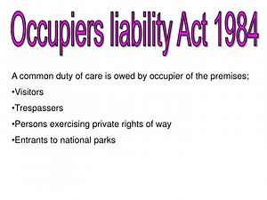 Occupiers liability Act 1984 - SlideServe
