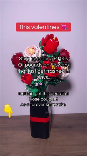 Give this beautiful flower build as a gift this Valentine’s Day as a gift instead of roses that wilt and get trashed and cost £100s pounds. #valentinesday #valentinesgift #mothersdaygift #tiktokmademebuylt #giftidea