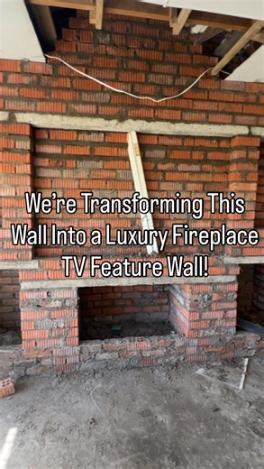 We’re transforming this wall into a luxury fireplace TV build! Custom fireplace build, TV wall installation, and full feature-wall renovation. #VerdanaEstate | Verdana Estate