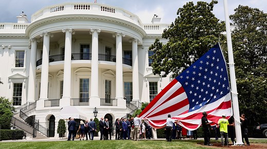 President Trump unveils two new massive American flag poles